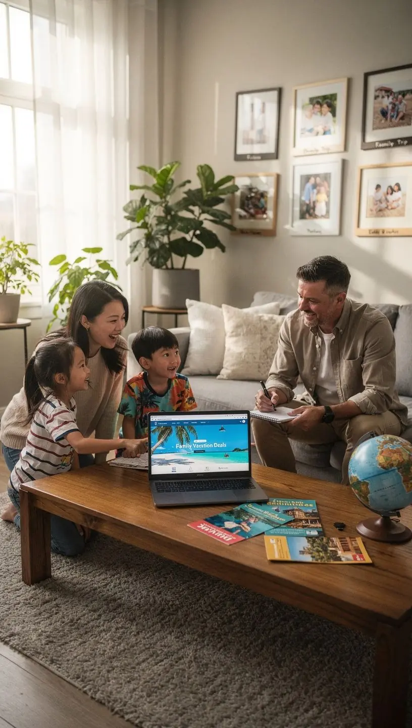 Mężczyzna pomagający dziecku w założeniu plecaka przed wycieczką.